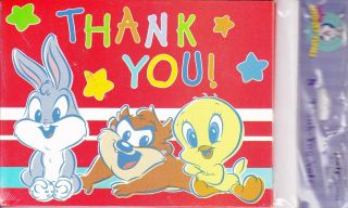 Baby Looney Tunes Party Supplies Thank You Notes Cards