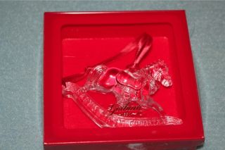 Gorham Babys First Christmas Rocking Horse Glass Ornament NEW
