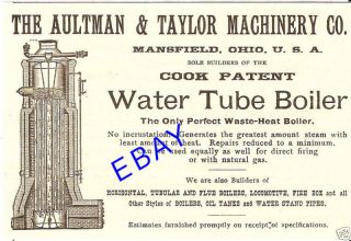 1893 Aultman Taylor Water Tube Boiler Ad Steam Engine