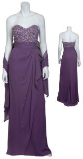 Badgley Mischka Stunning Violet Strapless Beaded Gown Evening Dress 8 