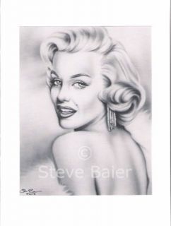 Greeting Card 5x7 Handmade Black and White Marilyn Monroe Painting Fur 