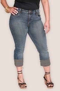 Baby Phat Crop Denim Cuff Jeans 18 Plus Size