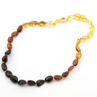 Baltic Amber Baby Teething Necklace w Jewelry Storage Pouch Bean Style 