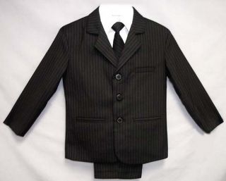 New Wholesale 4 Packs of Boys 5pc Black Pin Striped Suits Sizes 4 7 