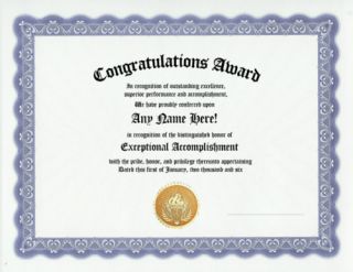 Congratulations Award Certificate Success Recognition
