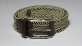 New Tommy Bahama Brown Khaki Leather Fabric Casual Outdoor Belt 