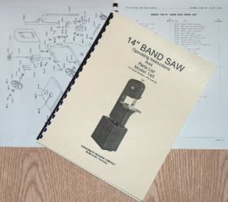 Powermatic 140 14 Band Saw Model Operating Part Manual