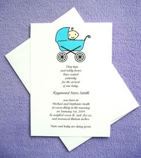 20 Personalized Custom Baby Boy Announcements Invitations Cards