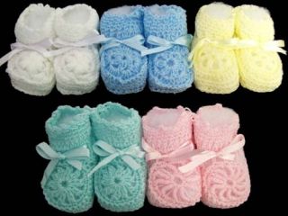 New Wholesale 12 Pairs Knitted Booties Newborn Size Asstd Colors 