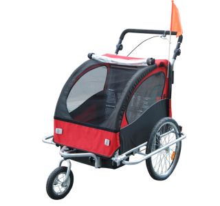 Aosom 2in1 Double Kids Baby Bike Bicycle Trailer Stroller Jogger Red 