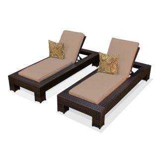 Pair of Bali Taupe Outdoor Wicker Patio Chaise Lounges