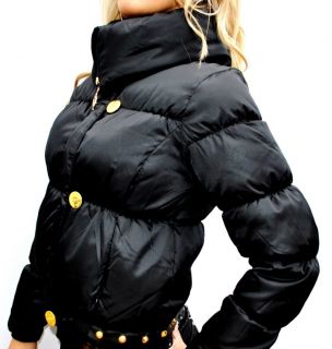 New Womens Baby Phat Jacket Coat Black Gold Large L