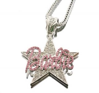 Nicki Minaj Star Barbie Pendant Franco Chain Necklace Pink Gold Silver 