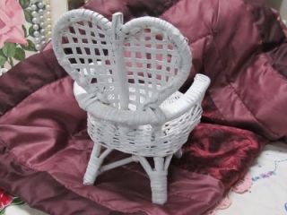 White Heart Shaped Back Wicker Chair Decor Shabby Cottage Chic Garden 