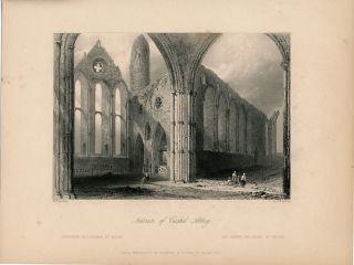 Ireland Cashel Abbey Interior View C 1850 Antique Engraved Print 