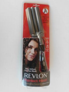 Revlon RVIR3005 3 Barrel Ceramic Hair Waver Styling Iron + Original 