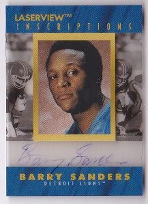 BARRY SANDERS 1996 PINNACLE LASERVIEW INSCRIPTIONS AUTO #0528/2900 ON 