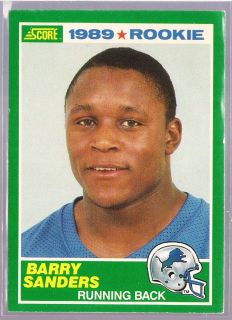 BARRY SANDERS DETROIT LIONS 1989 SCORE ROOKIE RC OKLAHOMA STATE 