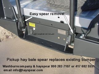 store pickup hay bale spear below bed is bumper mounted