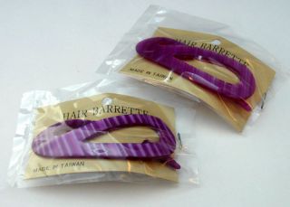 Vintage Hair Barrette Accessories Plastic Slides Purple
