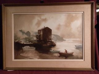 Harry Russell Ballinger (1892 1993) Large Original Coastal Watercolor 