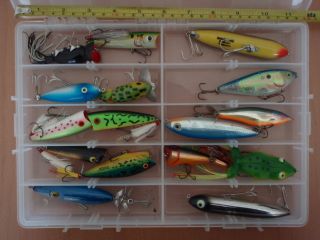 16) Lot of Used Topwater Bass Lures Rapala Zara Spook Bomber +Falcon 
