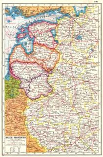 LATVIA LITHUANIA ESTONIA: Baltic Provinces E Prussia Russia Petrograd 