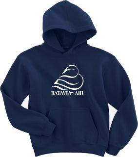   hoody in cool cotton with a white vintage airline logo batavia air is