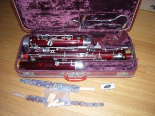    Sohne bassoon wood musical instrument orchestra band w case 3 bocals