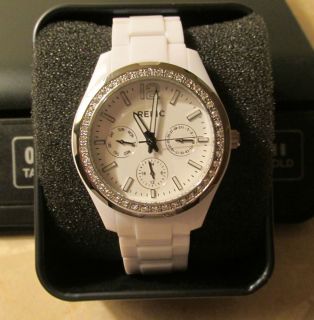 RELIC BY FOSSIL WOMEN S WATCH CHRONOGRAPH WHITE SILVER TONE BEZEL 