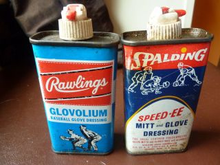   Spalding Rawlings Baseball Mitt Glove Dressing Tin Can Oil