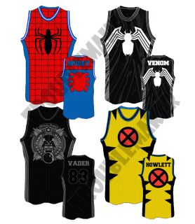 Marvel Basketball Jerseys Spiderman Wolverine Venom Darth Vader NBA 