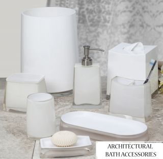   Contemporary Sleek White Bath Accessories Bathroom Collection