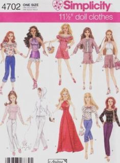   Simplicity 11 ½ Fashion Doll Clothes Today Barbie Gown Hoodie