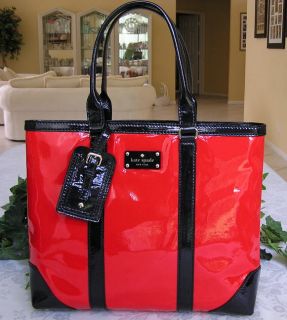 New Kate Spade Barclay Street Dama Patent Leather Tote Bag Purse Red 