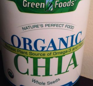 Green Foods Organic Chia 1lb Whole Seed Omega 3 Fiber Food Supplement