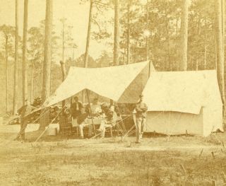 Charleston Military and Tents Stereoview by George Barnard