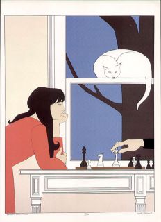 Will Barnet Print Woman Playing Chess Seventh Season