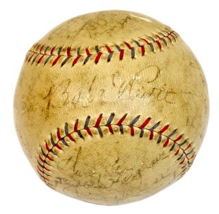 Babe Ruth Signed 1930 Yankees Team Baseball Ball JSA