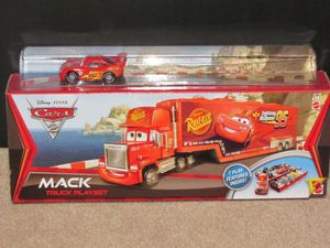   Cars 2 Mack Truck Playset Lightning McQueen Bachelor Pad Mattel