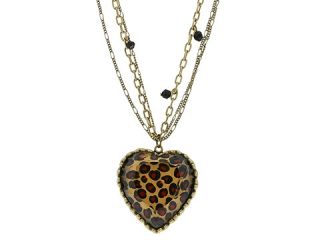 Betsey Johnson Puff Leopard Heart Necklace    
