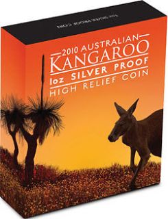 2010 australia $ 1 silver proof kangaroo high relief 1oz