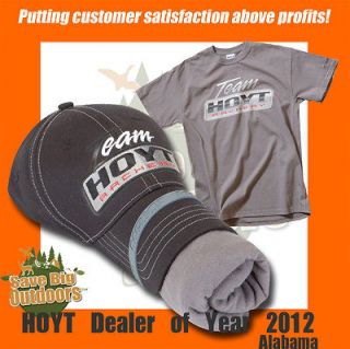 Grey L LG Large HOYT Archery Gray T Shirt and a Black and Camo Hat Cap 