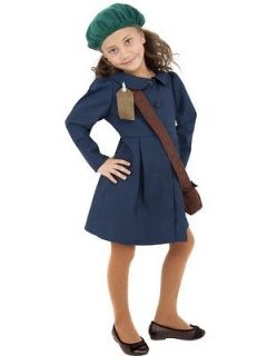 Child Age 7 9 World War II Evacuee Girl Kids Fancy Dress 1940s Costume 