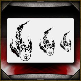flaming eyes airbrush stencil template airsick  9