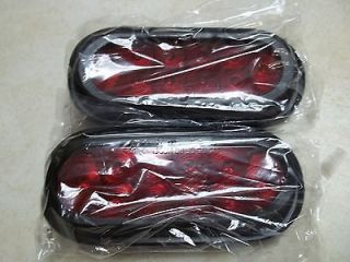 Pair RED 6 Oval LED 10 Diode Tail Light w/grommet & plug Truck 