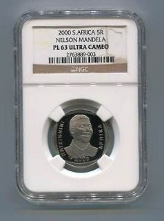 NGC PROOF PL 63 SOUTH AFRICA Nelson Mandela R5 Year 2000 Coin 5R