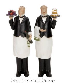 St/2 French Style Decorative Statue Butler Waiters Holding A Trays