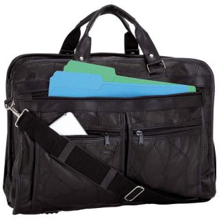 Genuine Leather Mosaic Executive Office Bag Briefcase Laptop Tote