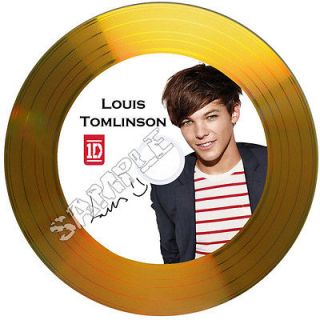 Louis Tomlinson One Direction Signed Gold Disc with Autographs. Ideal 